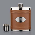 Melrose Hip Flask - 7oz Brown/Stainless Plate